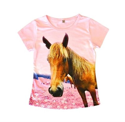 Squared & Cubed Mädchen T-Shirt Pferde rosa F090
