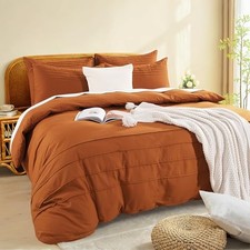 NEXHOME PRO 100 Organic Cotton Duvet Cover Set King Size Linen Pleated