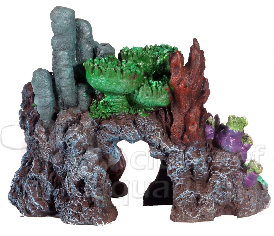 Caribe Coral Arrecife Peces Cueva/Caverna 400 Acuario Ornamento Pequeño 7.5" x 5.5" Foto 4 de 4