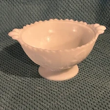 Jeanette Glass Co. Vintage Milk Glass Iris Herringbone