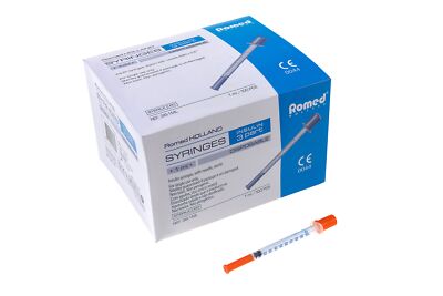 Romed Insulinspritzen Einmalspritzen steril 100 Stück (U 100 = 100 IE auf 1 ml)