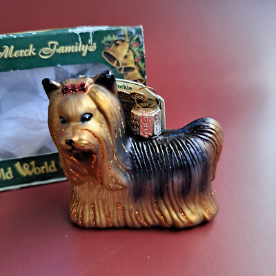 Old world Glass Christmas ornament Yorkie  dog 2004 VERY NICE!!