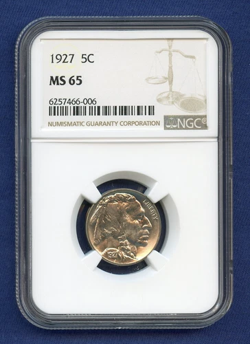 1927 P NGC MS65 Buffalo Nickel 5c US Mint Coin 1927-P MS-65 Blast White !