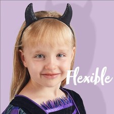 Glitter Devil Horns Headband Halloween Fancy Dress Cosplay Hairband Black