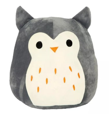 SQUISHMALLOW Hoot the Owl Stuffed Animal, Grey, 16