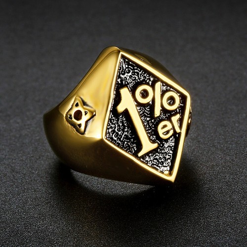 Anillo para motociclista de acero inoxidable 1% er uno por ciento fuera de la ley para hombre talla 8-13 - Imagen 31 de 32