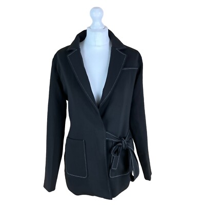 Lavish Alice Blazer Jacket Women s Black Belted Contrast Stitching Uk 10
