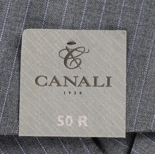 Canali Suit Jacket 40 R (50 EU) Grey Purple Stripe 150's Wool Silk Slim Fit Coat - Picture 6 of 11