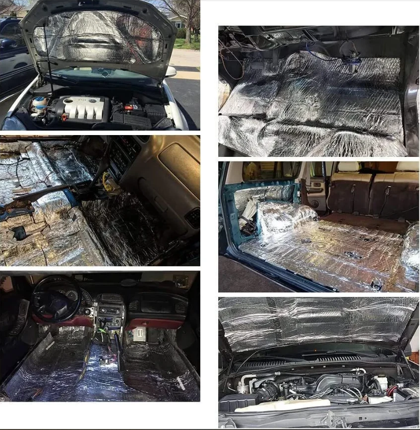 Amortiguador de sonido 80"x 40" aislamiento de automóvil protector térmico amortiguación reducción de ruido alfombrilla Foto 4 de 4
