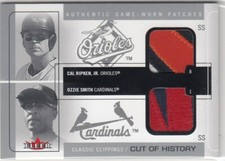 2005 Fleer Classic Clippings Ozzie Smith Cal Ripken Jr Dual Patch 8/15 Jersey #!