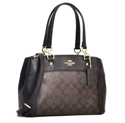 ï¸ $395 COACH Signature Brooke Carryall PVC Satchel Bag Brown Black F25396 ï¸ | eBay