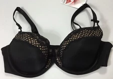 Curvy Couture Women’s Lace Bra Black Tan Size 36DD