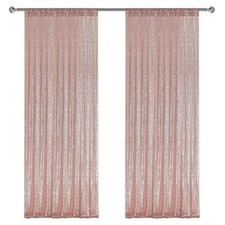 2 8FT-2PCS Rose Gold Sequin Backdrop Curtains Panels Photography Backdrop Gli...