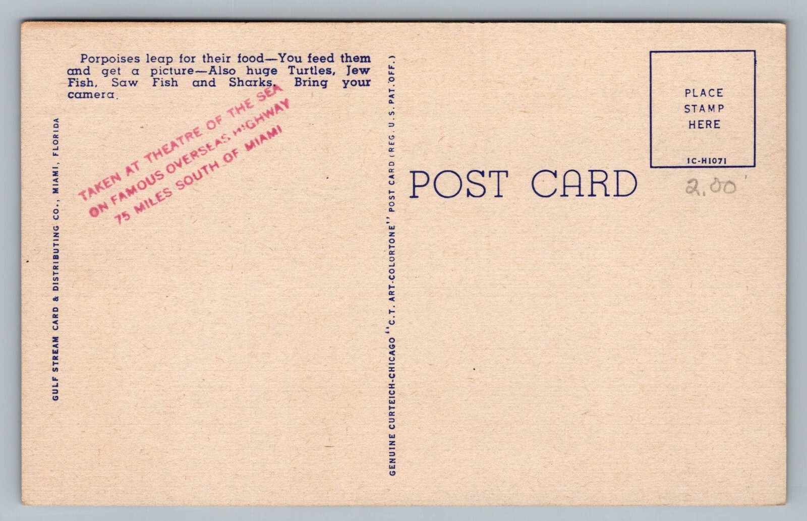 Key West Florida Theatre Of The Sea Overseas Highway Porpoise FL