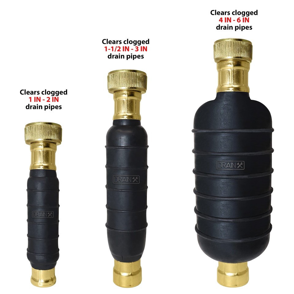 Hydro Pressure Drain Cleaning Bladder Pro Fits 1" to 6" Drain Pipes