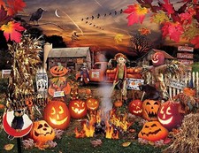Halloween Diamond Painting Kit 16x20 Pumpkin Art Scene DIY Art Canvas Full Drill