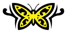 Tribal Butterfly Temporary Tattoos, Yellow - Pack of 5, Made in the USA