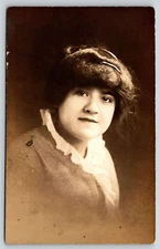 Vintage Real Photo Postcard Picture Beautiful Girl Lady Woman Hair Dress RPPC