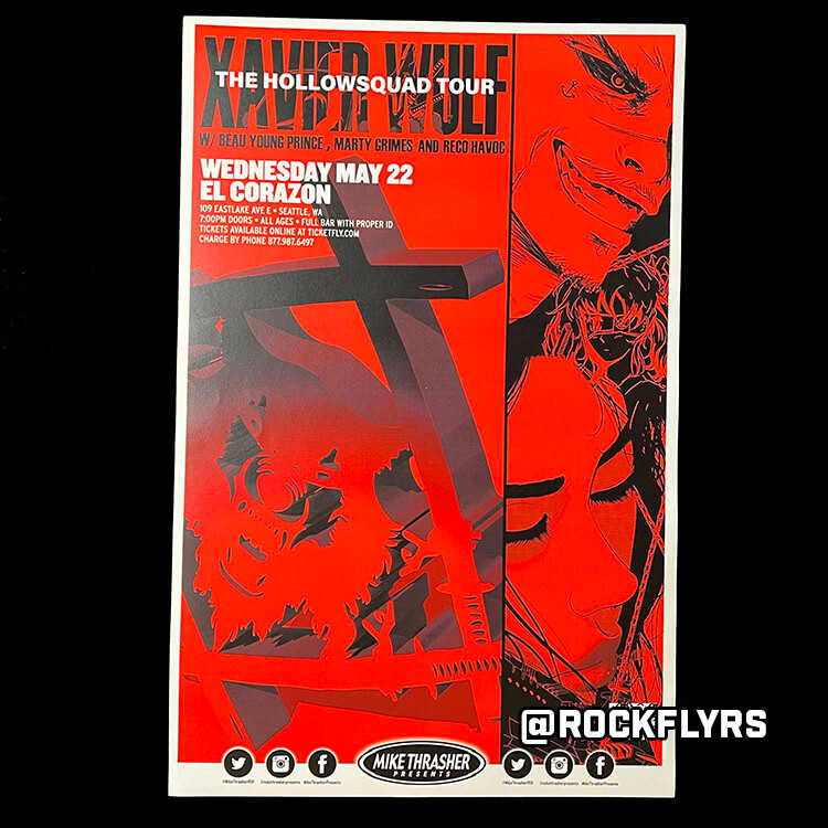 XAVIER WULF 2019 Concert Promo 11x17 Street Poster. Seattle Washington