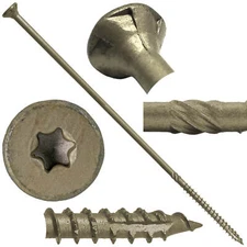 Extra Long GOLD STAR WOOD SCREWS: All Purpose Star/Torx Drive Wood Screws 5-14"