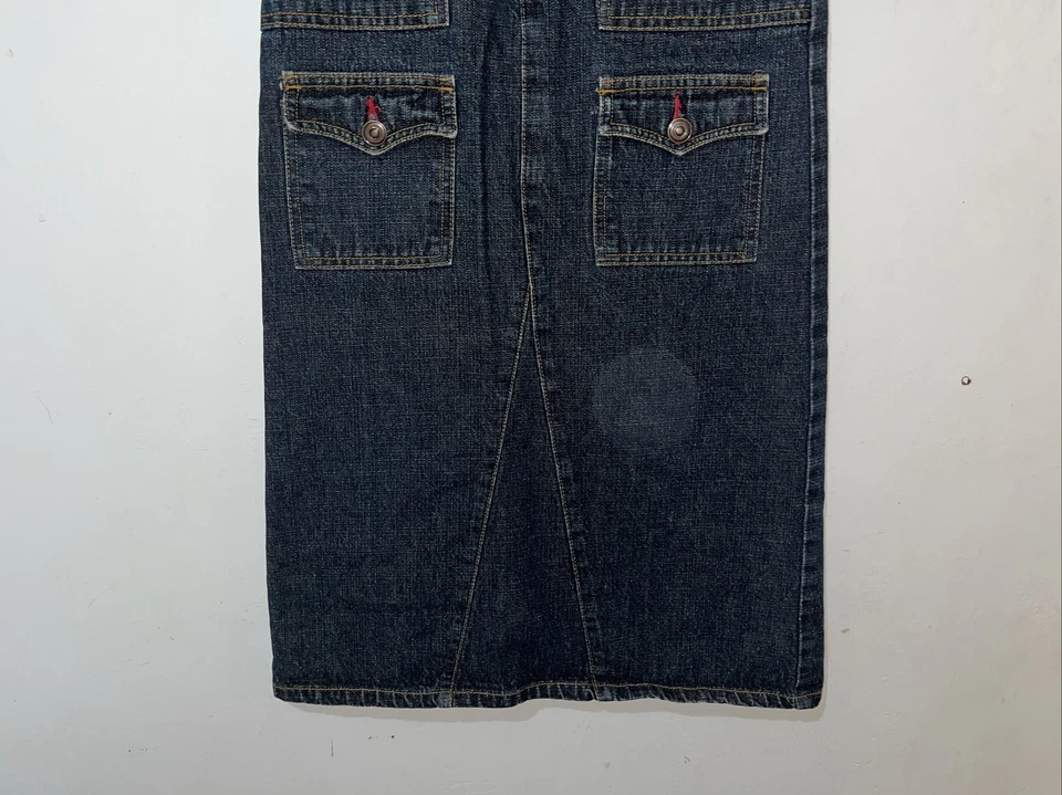 Vtg Mary Kate and Ashley Skirt Girls 10 Blue Denim Cargo Maxi Straight Y2K - Image 3 of 4