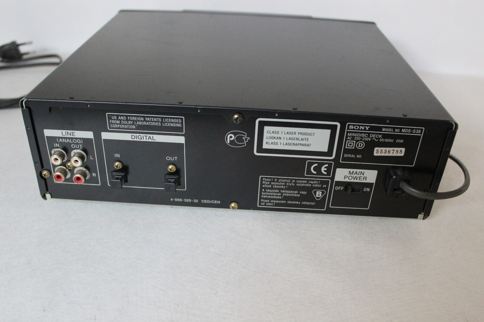 Platine MiniDisc Sony MDSS38 lecteur & enregistreur / H.S à réparer