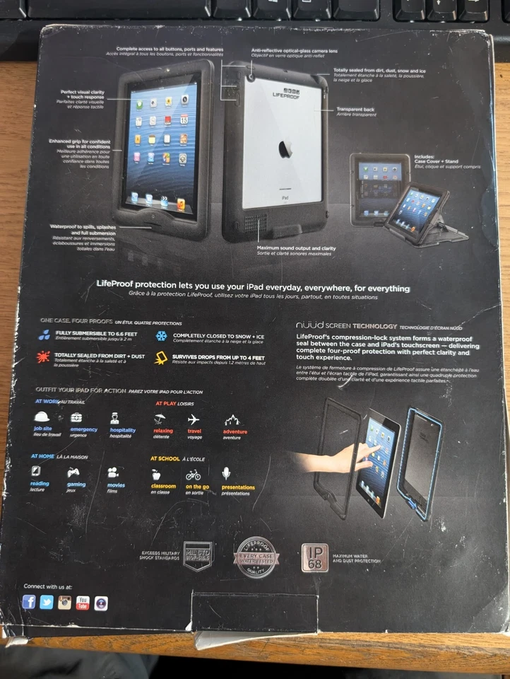 Funda y funda para iPad (a prueba de vida) NUUD negra nueva en caja agua/suciedad/nieve/a prueba de golpes ¡NUEVO EN CAJA! Foto 2 de 2