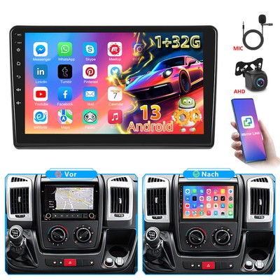 32GB Autoradio Android 13 GPS Navi Für Fiat Ducato Peugeot Boxer Citroen Jumper