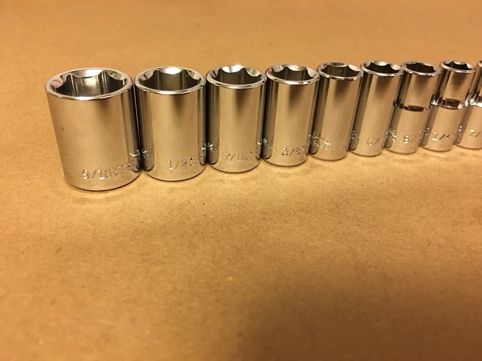 Craftsman 1/4" Drive 11 PC Piece 6 Pt Point SAE Inch Chrome Socket Set 5/32-9/16 - Image 2 of 4