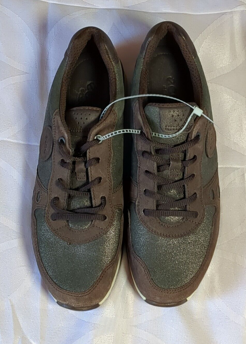 NEW ECCO CS 14 Mens Suede Metallic Leather Sneakers Retro Brown NWOB - Main Image