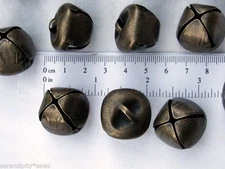 LOT 75 Antique BRASS JINGLE BELLS 25mm ~ Metal Craft Primitive SteamPunk Country