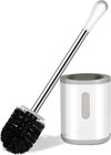 Compact Toilet Brush & Holder, Stainless Steel Handle, Space Saving for Storage,