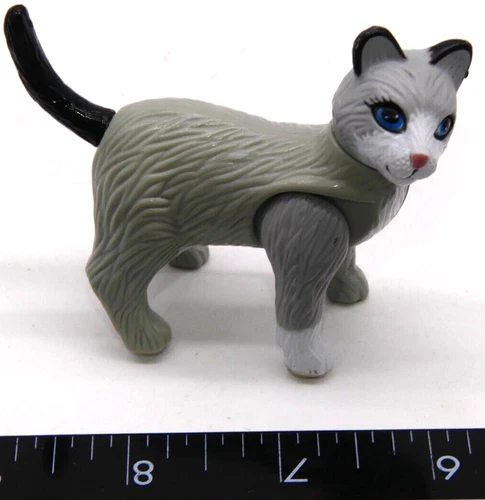 Vintage 2002 Barbie Gray White Cat Figure Toy Pet Kitty Vet Veterinarian No Doll