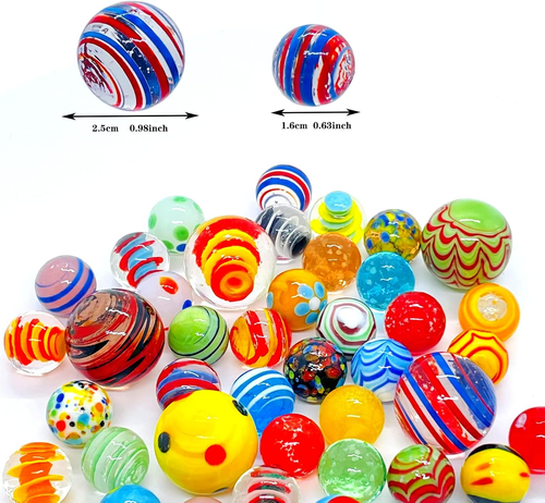 40 PCS Glass Marbles for Kids Big Small Colored Marbles Assorted Sizes Glow in t - 第 4/12 張圖片