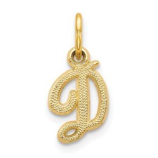 14k Yellow Gold Script Letter D Initial Charm Pendant 0.51g Gift for Mother