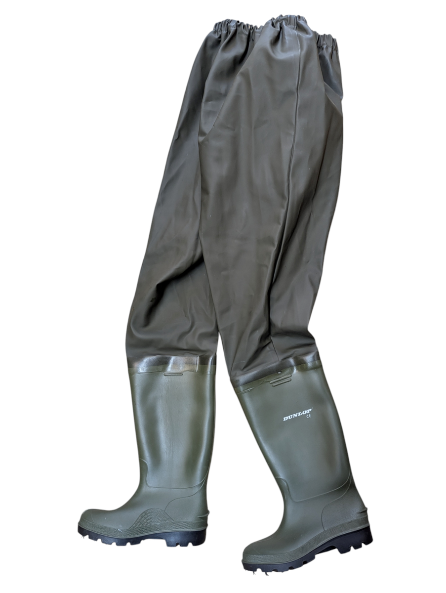Dunlop Waterproof Fishing Waist Waders Boots Green Size 40 EU