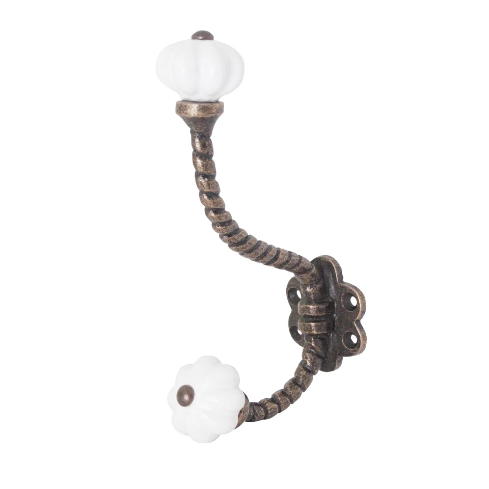 Garderobe Haken Shabby Keramik Eisen Wandhaken Kleiderhaken weiß schwarz grau - Bild 3 von 4