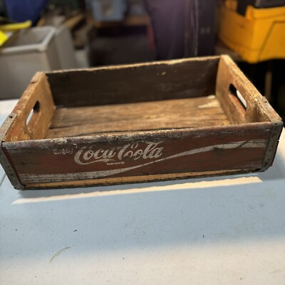 Vintage COCA-COLA Red & White Painted Wood Box Advertisement Soda