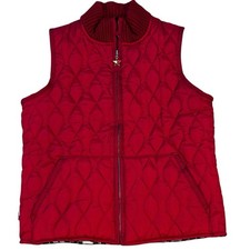 Tommy Hilfiger Women s Quilted Red Vest Jacket Lightweight Zip Front Size Medium