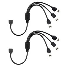 2PCS 4 Pin LED 3 Way Splitter Flex Cable LED Strip Connector 1 to 3 Ports Fem...