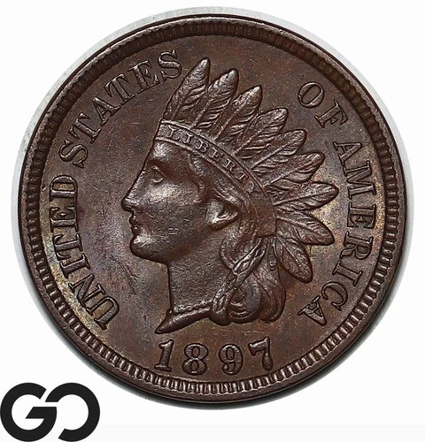 1897 Indian Head Cent Penny, Nice Choice Uncirculated++