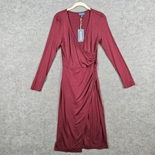 ModCloth Burgundy V-Neck Long Sleeve Ruched Sheath Wrap Dress Size S NEW NWT