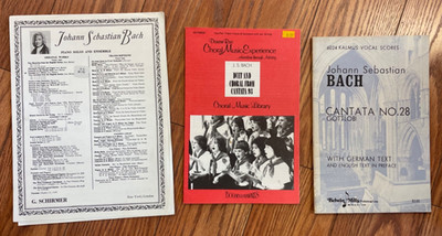 Bach Sheet Music , Lot of 3   Sheet music for choral and piano