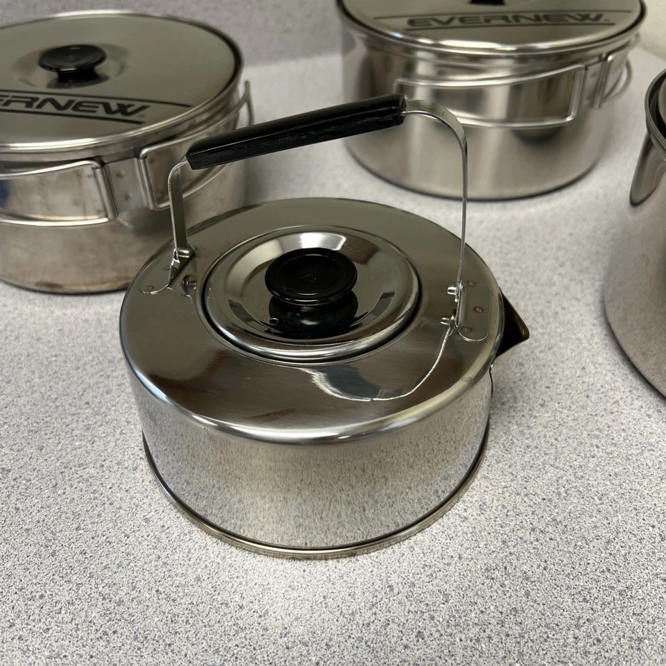 Juego Sierra Vintage EVERNEW Acero Inoxidable Camping Cook Set 8 Piezas + Bolsa JAPÓN Foto 2 de 4