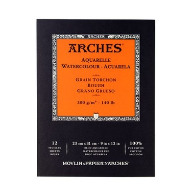 12 Sheets 9x12 Inch Watercolor Paper Pad 140 lb Rough Texture Craft Supply