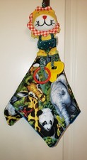 SAFARI LION BABY SECURITY QUILT BLANKET WITH TEETHERS - HOME SEWN - LOVEY -