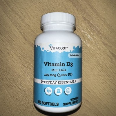 Vitacost Vitamin D3 Mini Gels - 125 mcg - 5,000 IU - 100 Softgels EXP. 11/2026