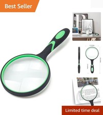 Ergonomic 10X Reading Magnifier with Shatterproof Glass Lens - Ideal for Hobbies