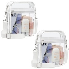 Clear Purse for Stadium Events - Small Clear Crossbody Bag, 2 White