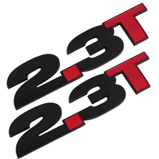 2Pc Fender Door 2.3T Emblem 3D Black Red Badge Fits 15-25 Mustang EB 2.3T